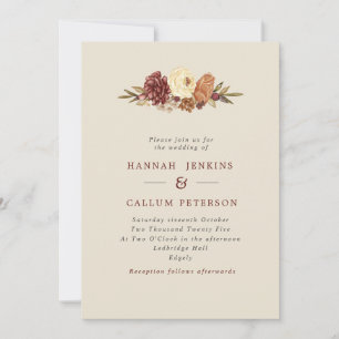 Invitation Mariage de automne de fleurs rustiques
