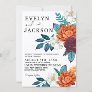 Invitation Mariage de automne de photos florales de Boho Bour