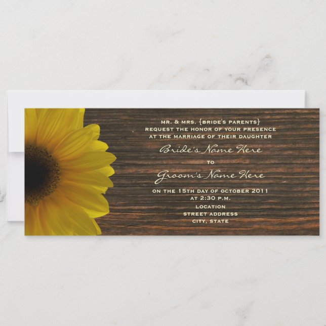 Invitation Mariage de automne de tournesol jaune e (Devant)