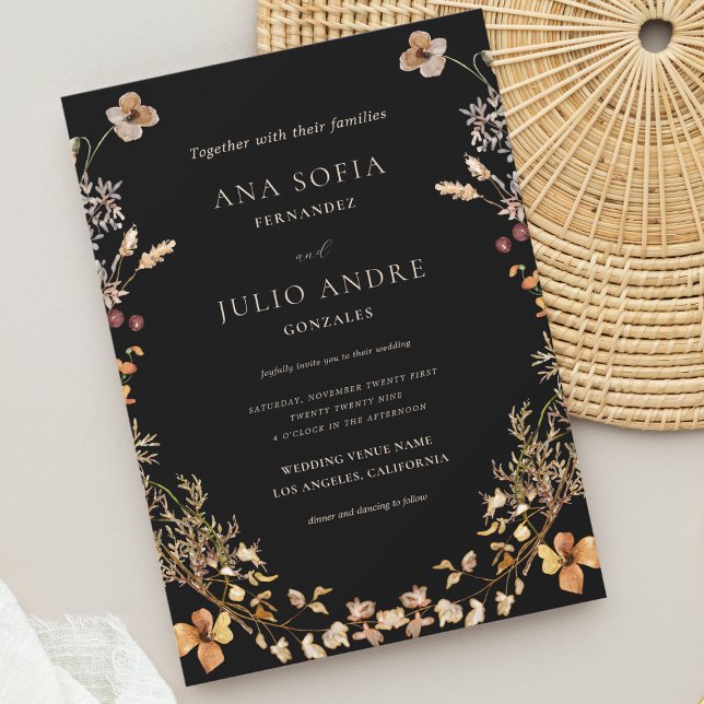 Invitation Mariage de automne de trame de Fleur sauvage rusti (Créateur téléchargé)