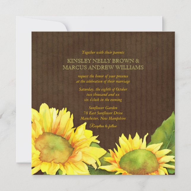 Invitation Mariage de automne des tournesols du Sud (Devant)