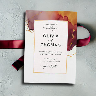 Invitation Mariage de automne d'or orange bordeaux moderne