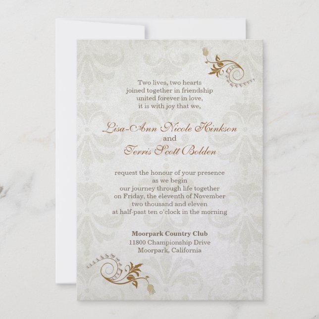 Invitation Mariage de automne élégante 2b (Devant)
