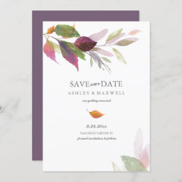 Invitation Mariage de automne Feuille Aquarelle Enregistrer l