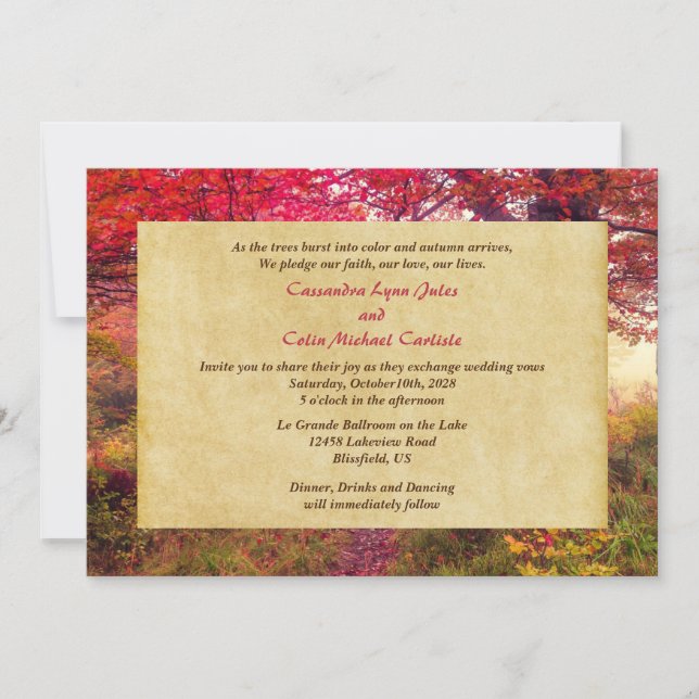 Invitation Mariage de automne Feuille Crimson (Devant)