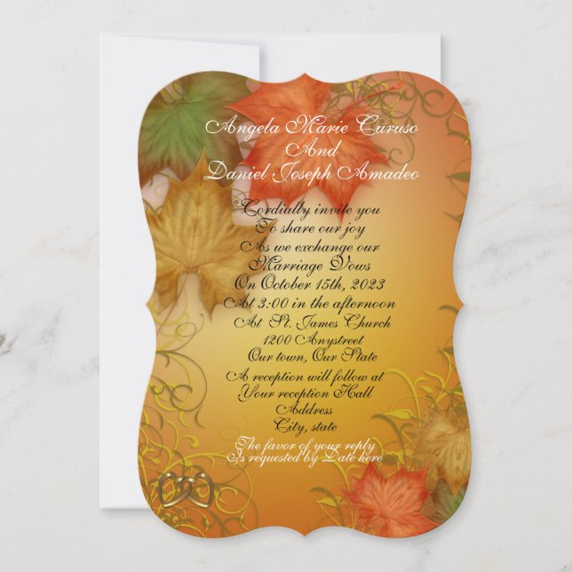 Invitation mariage de automne Feuilles d'automne (Devant)