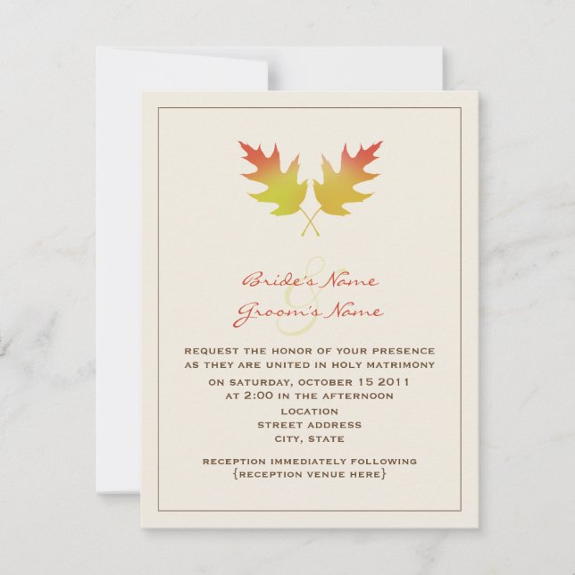 Invitation Mariage de automne - Feuilles de chêne (Devant)