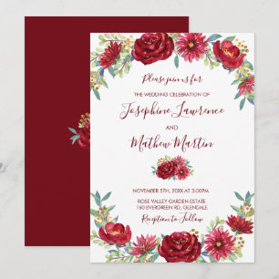 Invitation Mariage de automne floral d'Eucalyptus de Bourgogn