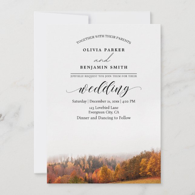 Invitation Mariage de automne forestier d'automne (Devant)