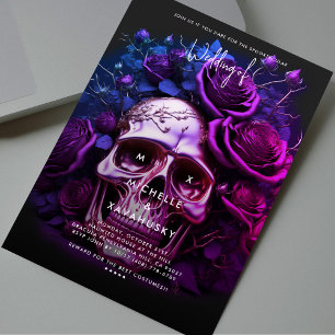 Invitation Mariage de automne gothique Halloween bleu violet