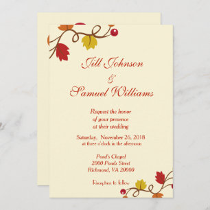 Invitation Mariage de automne Leaf et Berry Vine