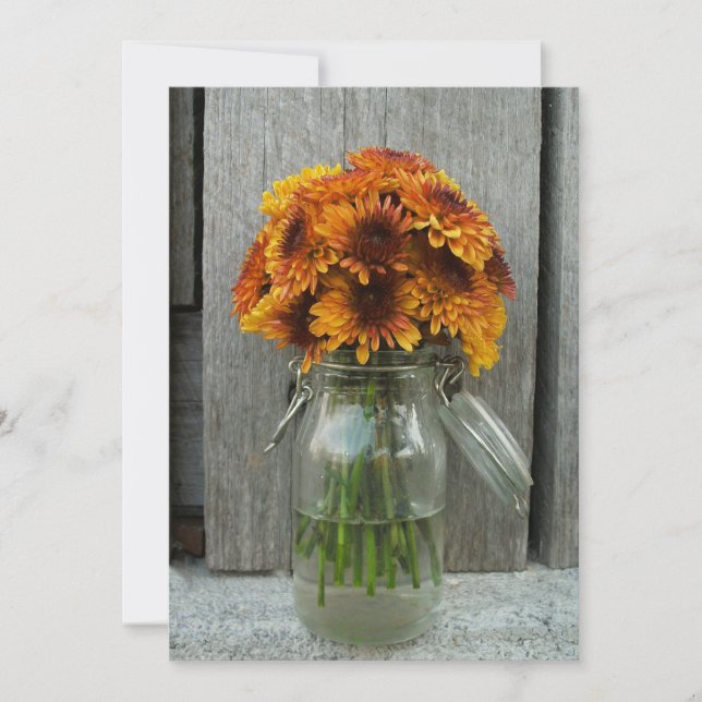 Invitation mariage de automne Mason Fleurs Jar & Bois-Barnwoo (Devant)