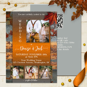 Invitation Mariage de automne photo design industriel moderne