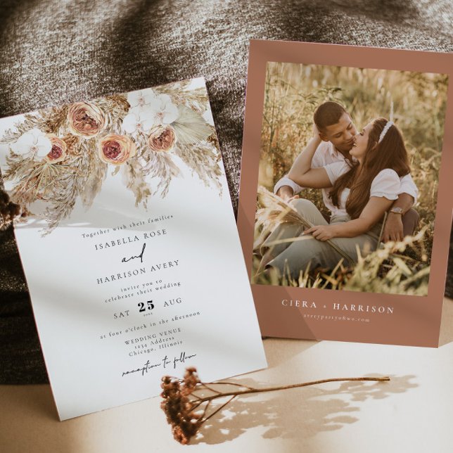 Invitation Mariage de automne photo floral en terre cuite de  (Créateur téléchargé)