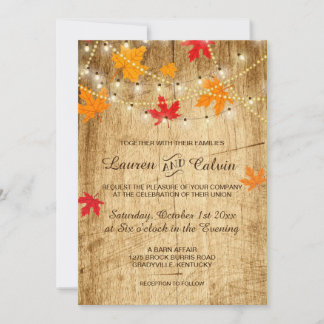 Invitation mariage de automne pour un mariage rust