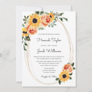 Invitation Mariage de automne Rose et tournesol