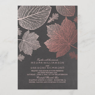 Invitation Mariage de automne russe Vintage Feuille d'or Rose
