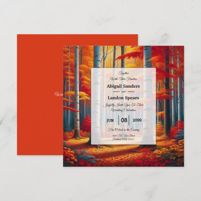 Invitation Mariage de automne Rustic Birch Tree (Devant / Derrière)