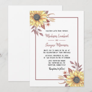 Invitation Mariage de automne rustique de tournesol floral