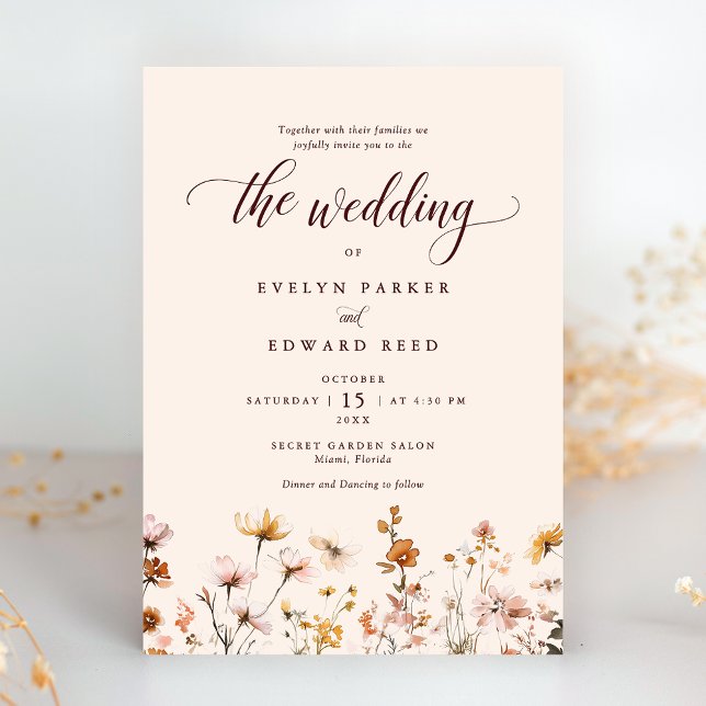 Invitation Mariage de automne simple Floral (Créateur téléchargé)