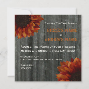 Invitation Mariage de automne Sunflower & Barnwood