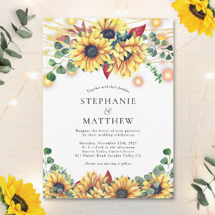 Invitation Mariage de automne Sunflower String Lights Mason J
