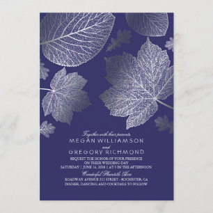 Invitation Mariage de automne Vintage Feuille de marine et d'