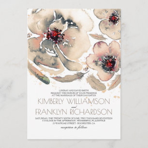 Invitation Mariage de automne Vintage Floral Watercolor Ivory