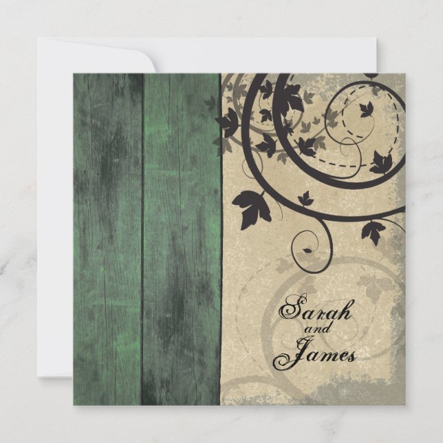 Invitation Mariage de automne Vintage Green Barn B (Devant)