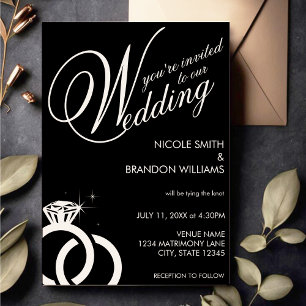Invitation Mariage de bague diamant blanc et noir