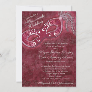Invitation Mariage de bal masqué en argent de Bourgogne
