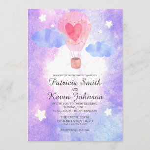 Invitation Mariage de ballon à air chaud de nuit