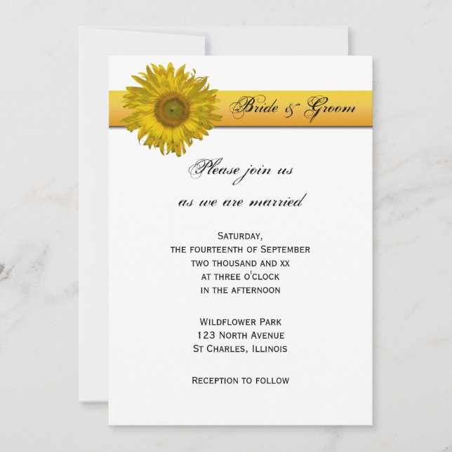 Invitation Mariage de bande de tournesol jaune (Devant)