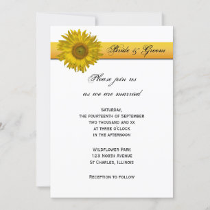 Invitation Mariage de bande de tournesol jaune