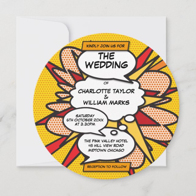 Invitation Mariage de bande dessinée amusante moderne (Devant)
