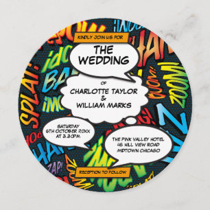 Invitation Mariage de bande dessinée de typographie moderne a