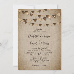 Invitation Mariage de bannières Burlap rustique
