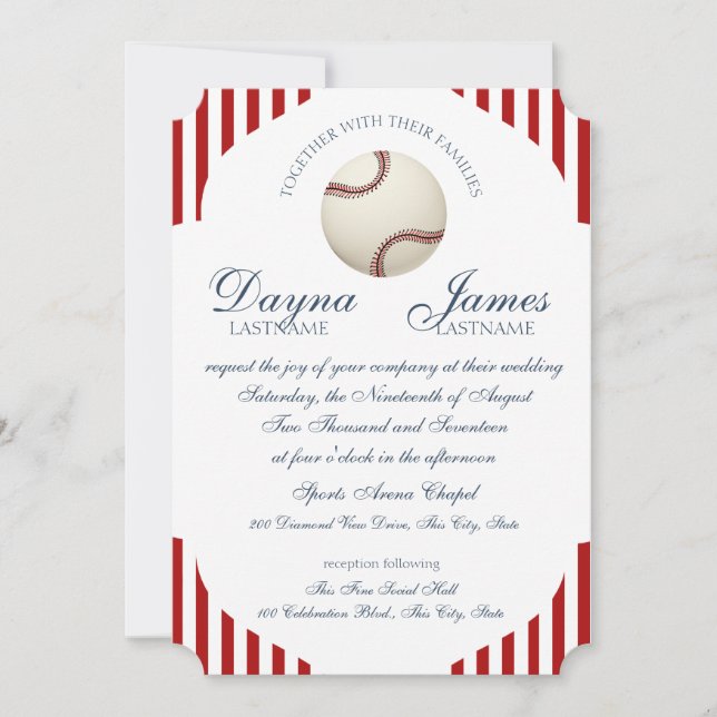 Invitation Mariage de baseball Park Stripes (Devant)
