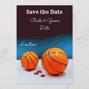 Invitation Mariage de basket-ball avec amour sur arrière - pl