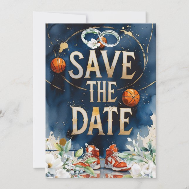 Invitation Mariage de basket-ball SAUVER LA DATE (Devant)