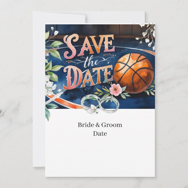 Invitation Mariage de basket-ball SAUVER LA DATE (Devant)