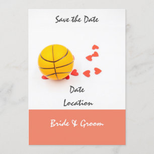 Invitation Mariage de basketball avec des coeurs rouges d'amo