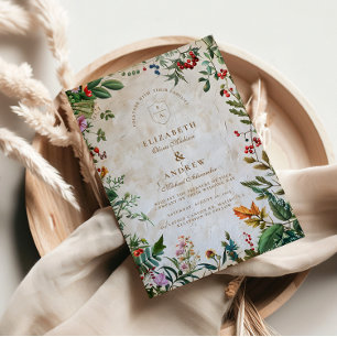 Invitation Mariage de Berry Botanique Coloré