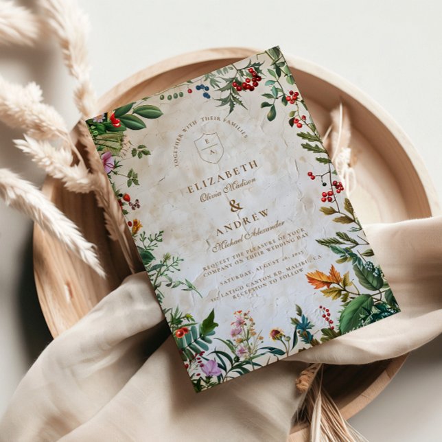 Invitation Mariage de Berry Botanique Coloré (Créateur téléchargé)