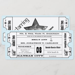 Invitation Mariage de billet Aqua Vintage Modern Typography