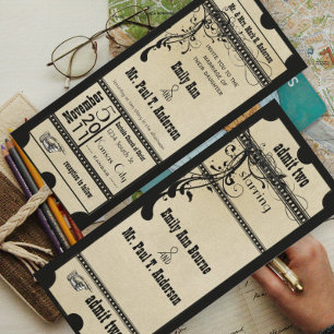 Invitation Mariage de billet Black Old Hollywood