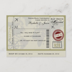 Invitation Mariage de billets d'avion RSVP