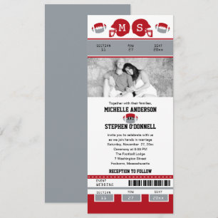 Invitation Mariage de billets de football gris et rouge