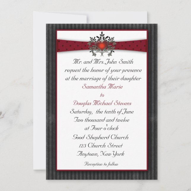 Invitation Mariage de Black Maroon (Devant)