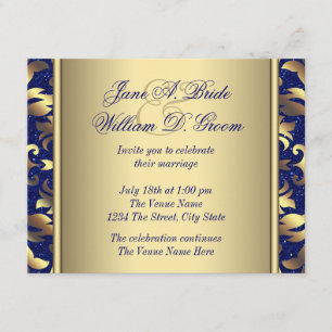 Invitation Mariage de bleu royal et d'or